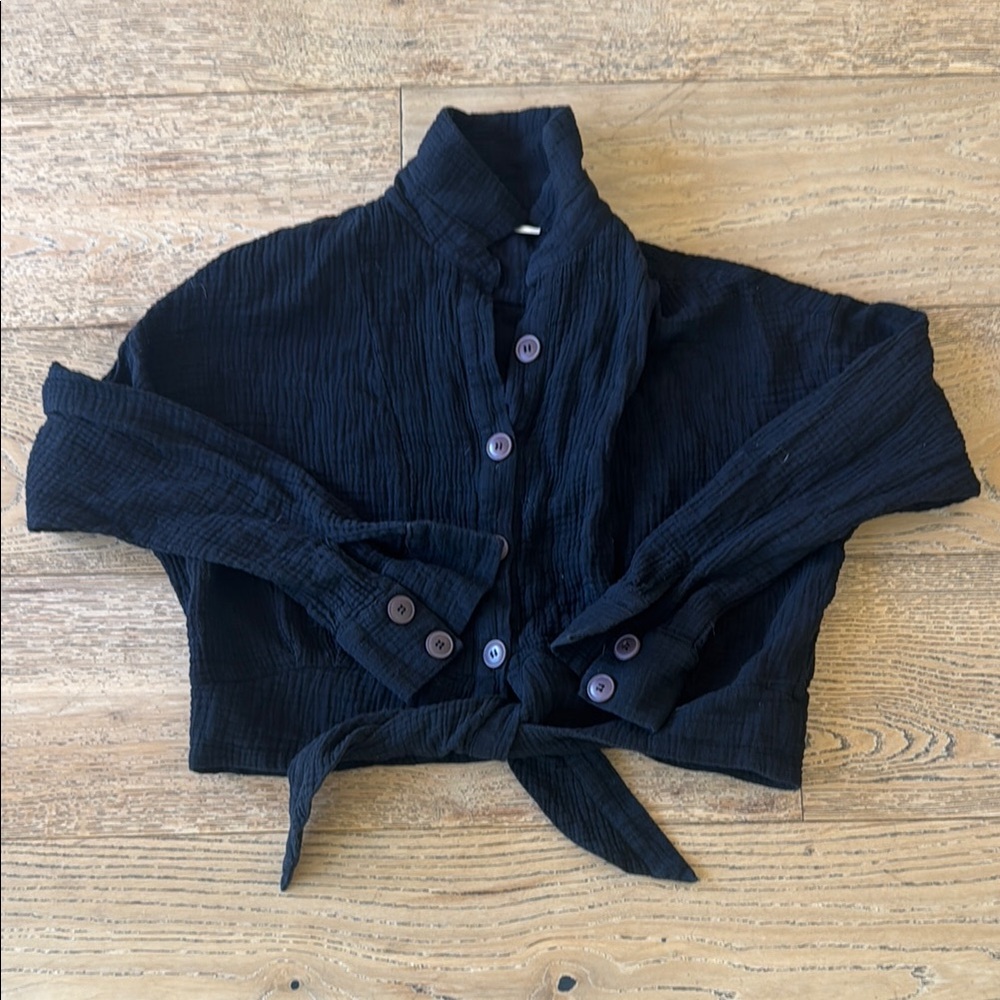 Women's Black Button-Up Top